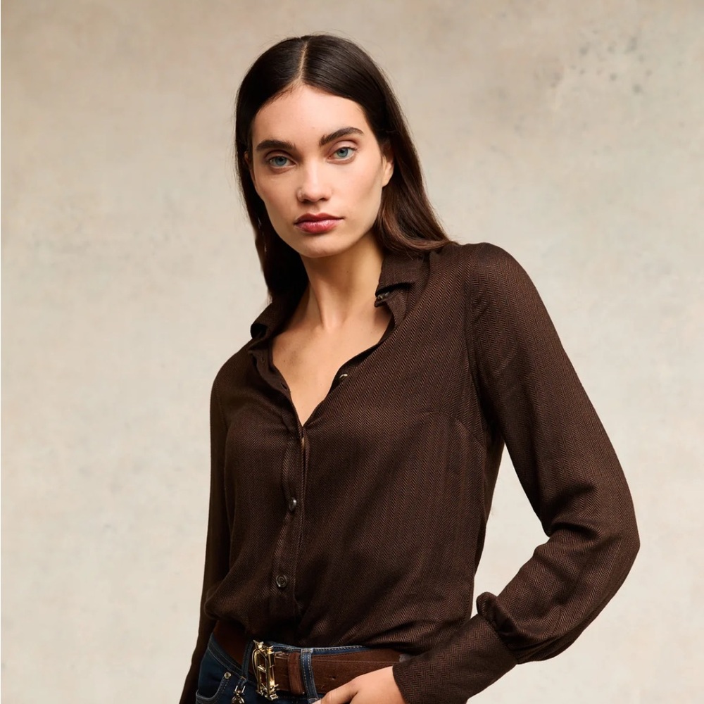 New Holland Cooper Heritage Herringbone Blouse with Tie Size: UK 6 US 2 Soldout